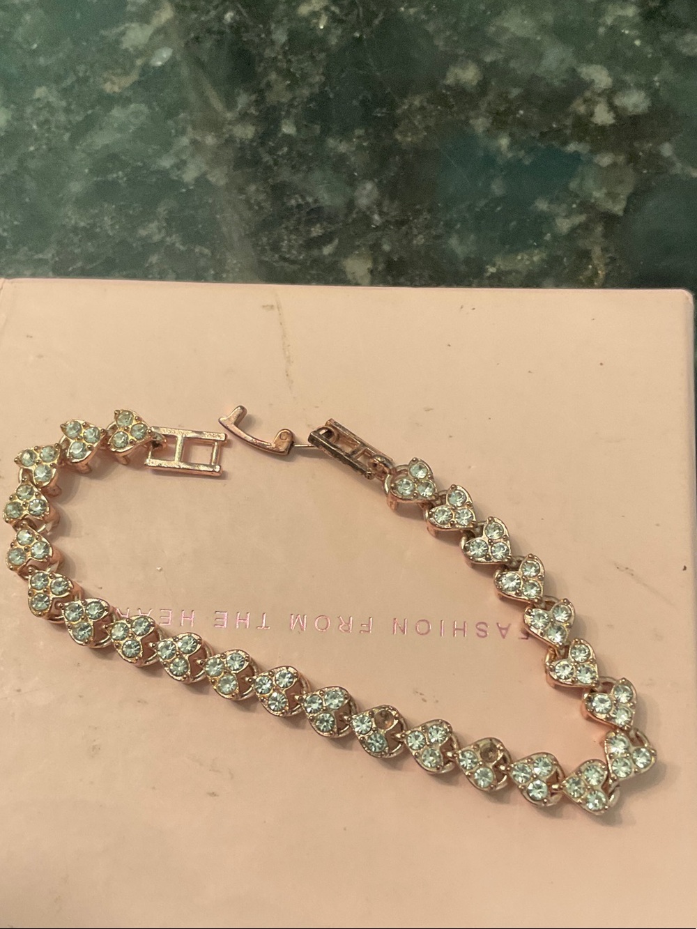 Rose Gold Heart Crystal Chain Bracelet
